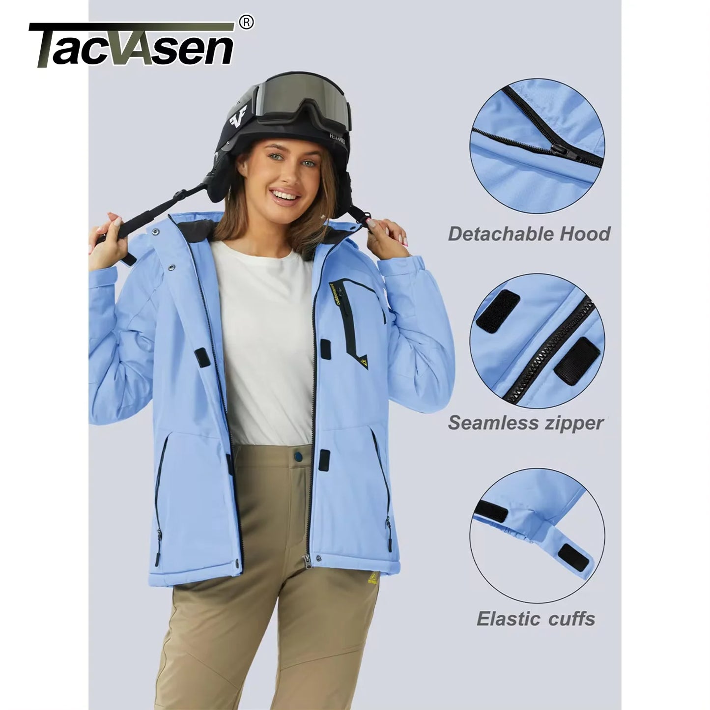 TACVASEN Women's Waterproof Winter Jacket – Insulated Ski & Snowboard Coat, Thermal Fleece Windbreaker for Outdoor & Work