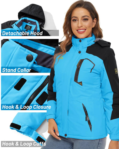 TACVASEN Women's Waterproof Winter Jacket – Insulated Ski & Snowboard Coat, Thermal Fleece Windbreaker for Outdoor & Work