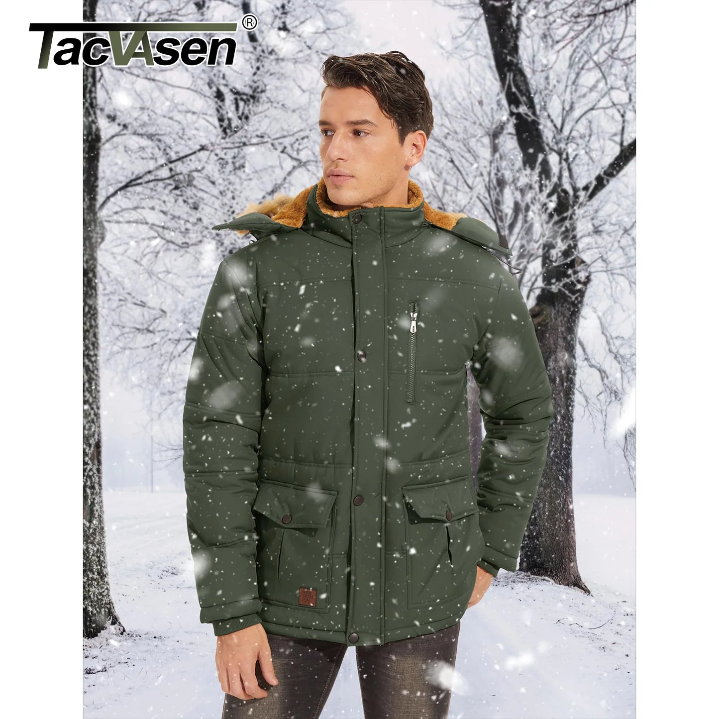 TACVASEN Men's Winter Fleece Jacket – Ultimate Warmth & Protection