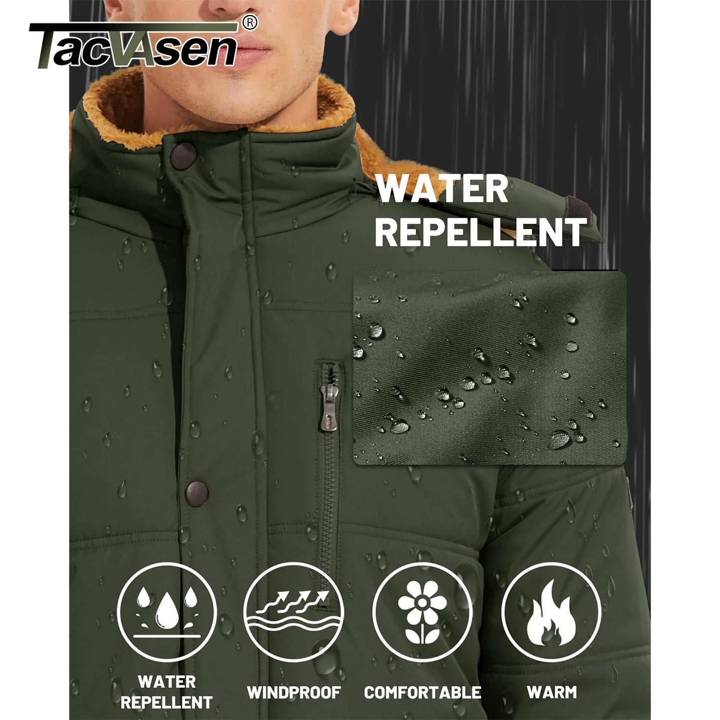 TACVASEN Men's Winter Fleece Jacket – Ultimate Warmth & Protection